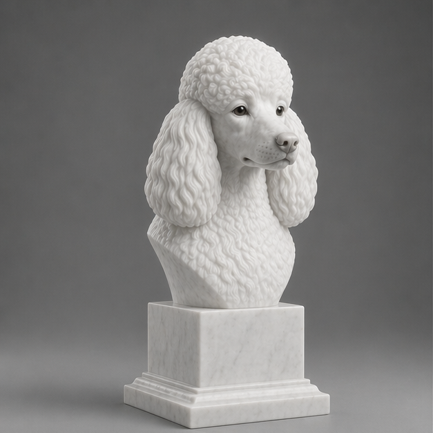 Busto Decorativo Poodle Personalizado | Escultura Artesanal em 7 Materiais (da sua escolha)