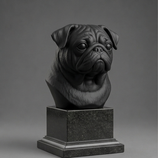 Busto 058-pug - Preto Carbono