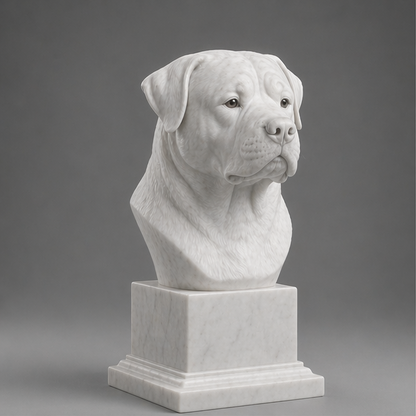 Busto Decorativo Rottweiler Personalizado | Escultura Artesanal em 7 Materiais (da sua escolha)