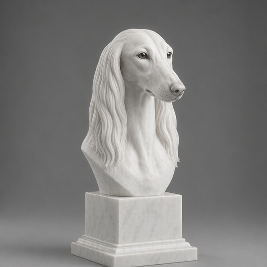 Busto Decorativo Saluki Personalizado | Escultura Artesanal em 7 Materiais (da sua escolha)