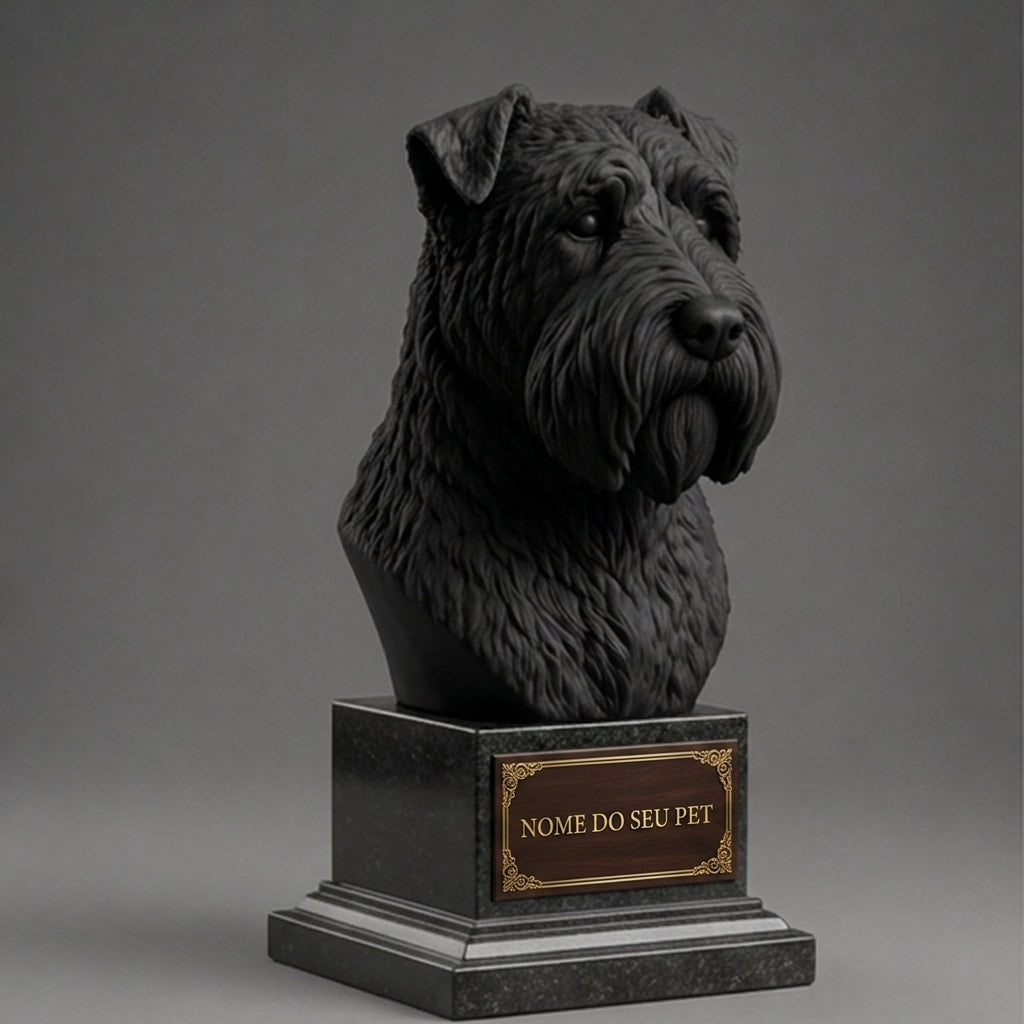 Busto Decorativo Personalizado Schnauzer | Escultura 3D com Nome Gravado