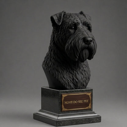 Busto Decorativo Personalizado Schnauzer | Escultura 3D com Nome Gravado