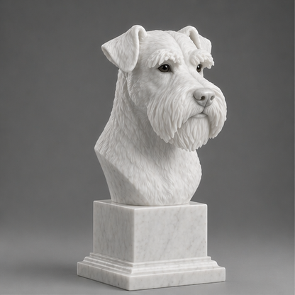 Busto Decorativo Schnauzer Personalizado | Escultura Artesanal em 7 Materiais (da sua escolha)