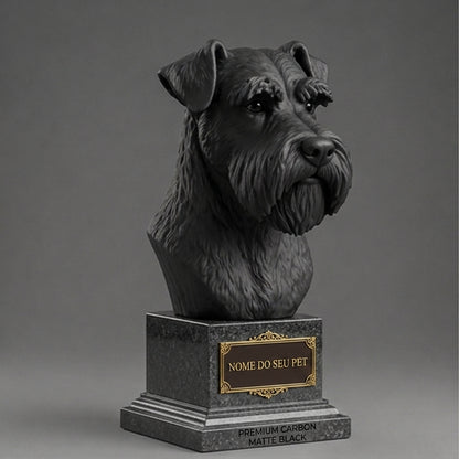 Busto Decorativo Personalizado Schnauzer | Escultura 3D com Nome Gravado