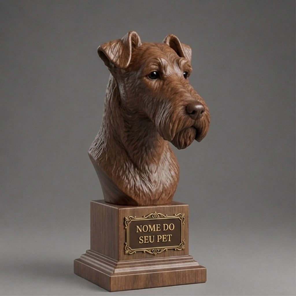 Busto Decorativo Personalizado Fox Terrier | Escultura 3D com Nome Gravado