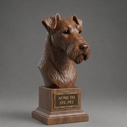 Busto Decorativo Personalizado Fox Terrier | Escultura 3D com Nome Gravado