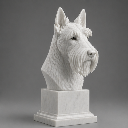Busto Decorativo Scottish Terrier Personalizado | Escultura Artesanal em 7 Materiais (da sua escolha)