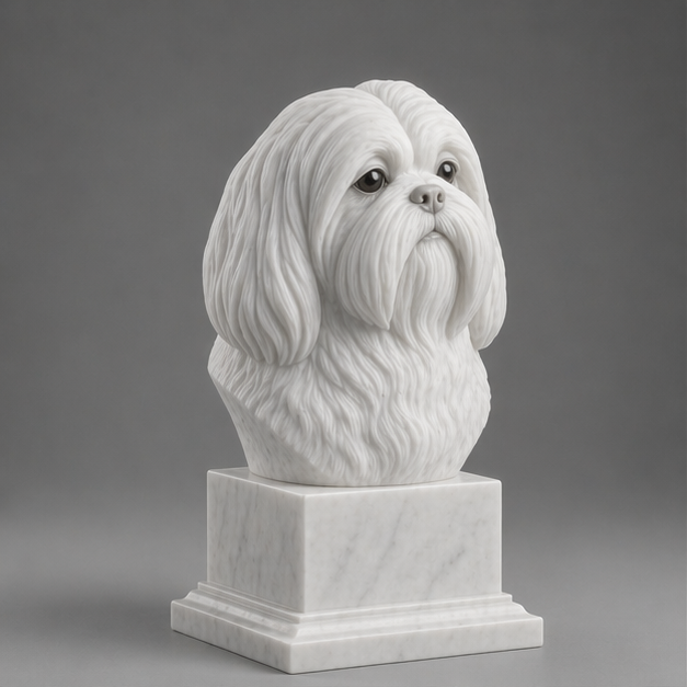 Busto Decorativo Shih Tzu Personalizado | Escultura Artesanal em 7 Materiais (da sua escolha)