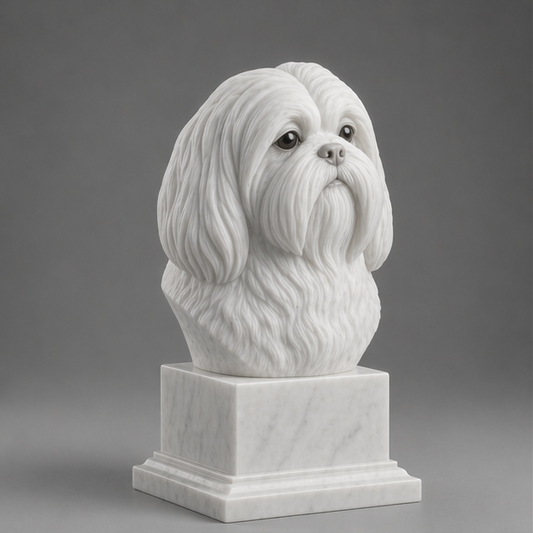 Busto Decorativo Shih Tzu Personalizado | Escultura Artesanal em 7 Materiais (da sua escolha)