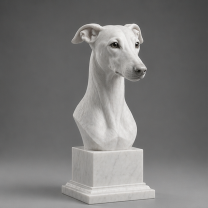 Busto Decorativo Whippet Personalizado | Escultura Artesanal em 7 Materiais (da sua escolha)