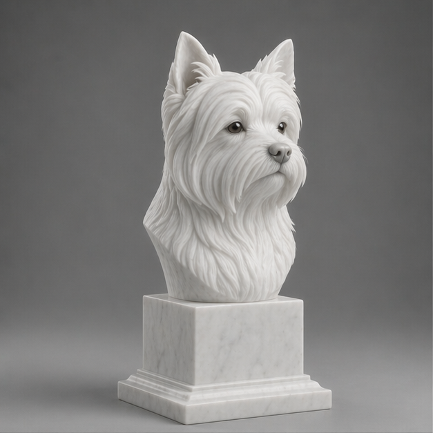 Busto Decorativo Yorkshire Terrier Personalizado | Escultura Artesanal em 7 Materiais (da sua escolha)