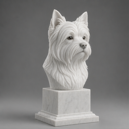 Busto Decorativo Yorkshire Terrier Personalizado | Escultura Artesanal em 7 Materiais (da sua escolha)