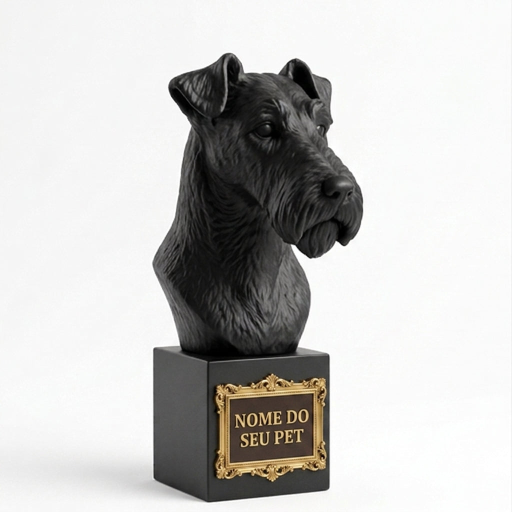 Busto Decorativo Personalizado Fox Terrier | Escultura 3D com Nome Gravado