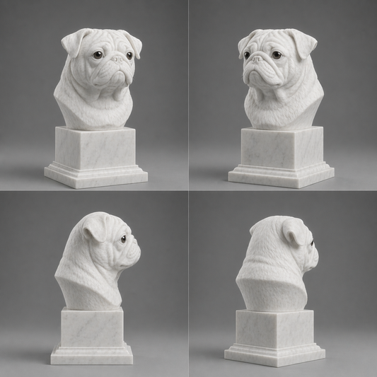 Busto Pug — fundo branco