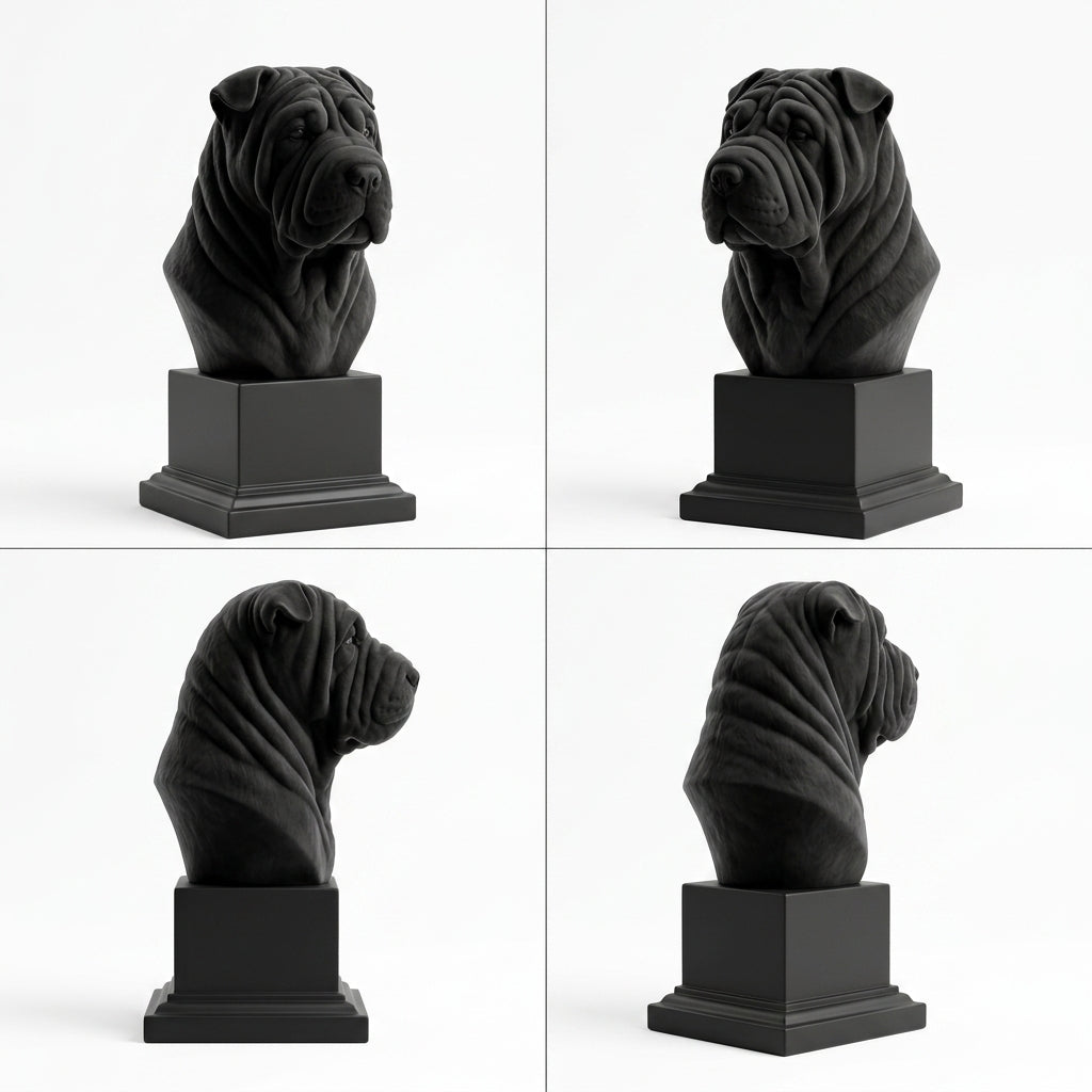 Busto Shar Pei — fundo preto