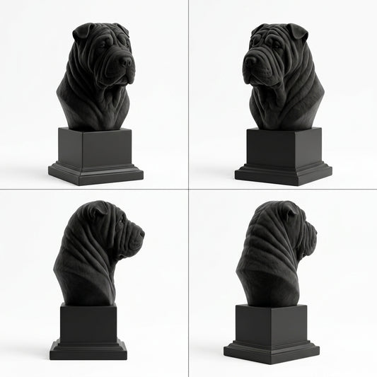 Busto Shar Pei — fundo preto