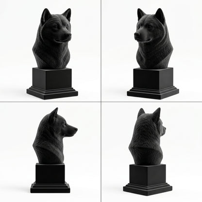 Busto Shiba Inu — fundo preto