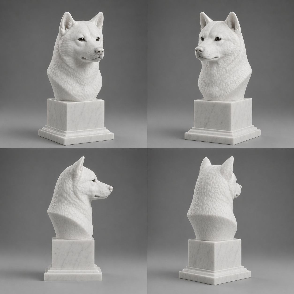 Busto Shiba Inu — fundo branco