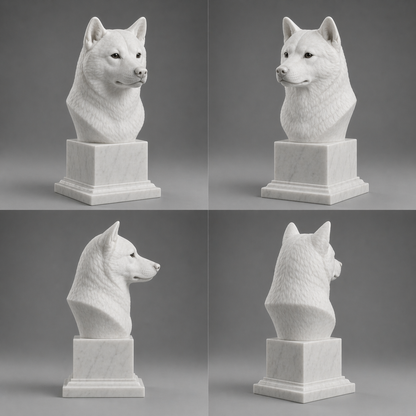 Busto Shiba Inu — fundo branco