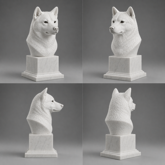 Busto Shiba Inu — fundo branco