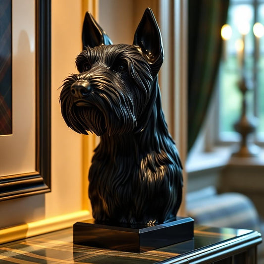 Busto Scottish Terrier em ébano negro