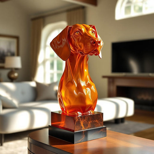 Busto Vizsla em resina âmbar