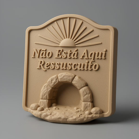 Placa Cristã Páscoa - Não Está Aqui, Ressuscitou