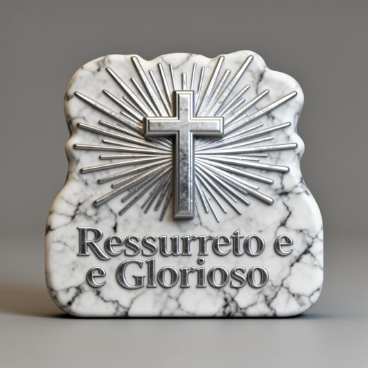 Placa Cristã Páscoa - Ressurreto e Glorioso